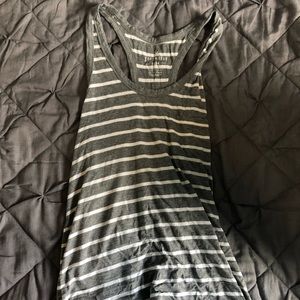 American Eagle Gray and White Striped Tank Top